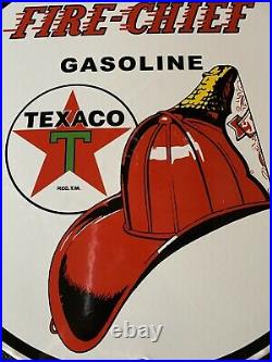 Vintage Style Texaco Fire Chief Gas Station Pump Plate Porcelain Sign 12 Inch
