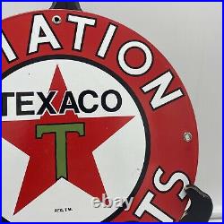 Vintage Style''texaco Aviation Products'' Porcelain Pump Plate 12 Inch USA