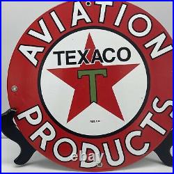 Vintage Style''texaco Aviation Products'' Porcelain Pump Plate 12 Inch USA