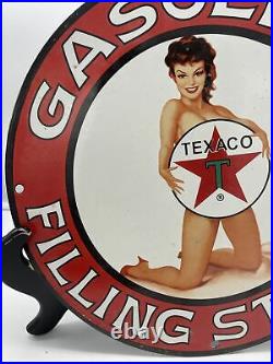Vintage Style''texaco Gasoline'' Porcelain Pump Plate 12 Inch USA Vintage Style''texaco Gasoline'' Porcelain Pump Plate 12 Inch USA