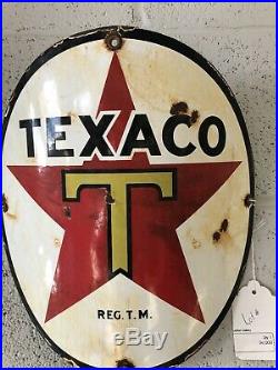 Vintage TEXACO 8 Porcelain Enamel Gas Pump Sign With Vintage Texaco Pen