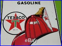 Vintage TEXACO Fire Chief Gasoline Porcelain Enamel Sign Gas Oil Pump 3-1-60