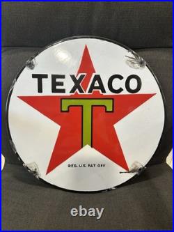 Vintage TEXACO PORCELAIN Lubester sign Original Rare 15 In Round Not Pump Plate