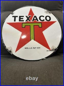 Vintage TEXACO PORCELAIN Lubester sign Original Rare 15 In Round Not Pump Plate