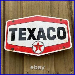 Vintage TEXACO Porcelain Gas Station Advertising Motor Oil Pump Garage TX Sign