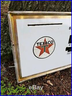Vintage TEXACO Porcelain Sign 1960s GAS PUMP PLATE COVER Bennetti