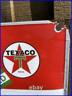 Vintage TEXACO Porcelain Sign Service Station Gas Pump Plate Motor Oil 18 RARE