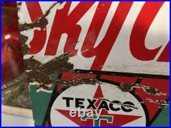 Vintage TEXACO SKY CHIEF 18x12 Porcelain Gas Pump Sign Pump Plate Texaco Sign