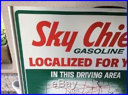 Vintage TEXACO SKY CHIEF Gasoline Tin Sign Localized For You Gas Pump Topper