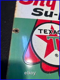 Vintage TEXACO SKY CHIEF Su-Preme, 18x12 Porcelain Gas Pump Sign Dtd3-10-61 Vintage TEXACO SKY CHIEF Su-Preme, 18x12 Porcelain Gas Pump Sign Dtd3-10-61