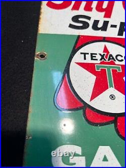 Vintage TEXACO SKY CHIEF Su-Preme, 18x12 Porcelain Gas Pump Sign Dtd3-10-61 Vintage TEXACO SKY CHIEF Su-Preme, 18x12 Porcelain Gas Pump Sign Dtd3-10-61