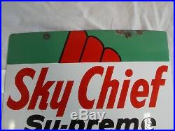 Vintage TEXACO Sky Chief Porcelain Gas Pump SignMeasures 18 X 12Circa 3/1959
