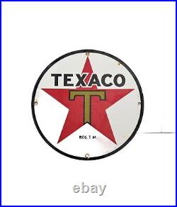 Vintage TEXACO THE TEXAS CO GASOLINE MOTOR OIL Sign Porcelain Enamel Gas Pump