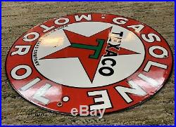 Vintage Texaco 11 3/4 Gasoline Motor Oil Gas Station Pump Sign Red Texas Metal