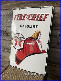 Vintage Texaco Advertising Sign Fire-Chief Pump Plate Sign