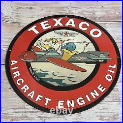 Vintage Texaco Aircraft Porcelain Sign Gas Engine Oil Aviation Flight Motor Pump
