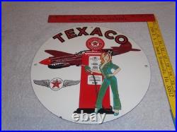 Vintage Texaco Aviation Female Model Ww2 Airplane 11 3/4 Porcelain Gas Oil Sign