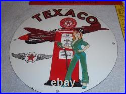 Vintage Texaco Aviation Female Model Ww2 Airplane 11 3/4 Porcelain Gas Oil Sign