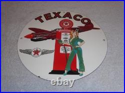 Vintage Texaco Aviation Female Model Ww2 Airplane 11 3/4 Porcelain Gas Oil Sign