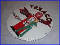 Vintage Texaco Aviation Female Model Ww2 Airplane 11 3/4 Porcelain Gas Oil Sign