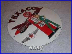 Vintage Texaco Aviation Female Model Ww2 Airplane 11 3/4 Porcelain Gas Oil Sign