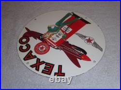 Vintage Texaco Aviation Female Model Ww2 Airplane 11 3/4 Porcelain Gas Oil Sign