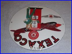 Vintage Texaco Aviation Female Model Ww2 Airplane 11 3/4 Porcelain Gas Oil Sign