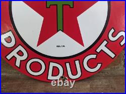 Vintage Texaco Aviation Gasoline Porcelain Metal Gas Station Pump Sign 12