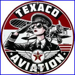 Vintage Texaco Aviation Porcelain Sign Gas Service Station Pump Plate Oil Pin Up Vintage Texaco Aviation Porcelain Sign Gas Service Station Pump Plate Oil Pin Up