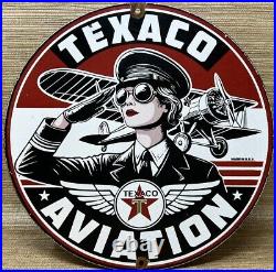 Vintage Texaco Aviation Porcelain Sign Gas Service Station Pump Plate Oil Pin Up Vintage Texaco Aviation Porcelain Sign Gas Service Station Pump Plate Oil Pin Up