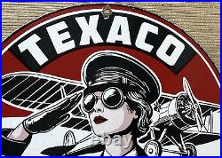 Vintage Texaco Aviation Porcelain Sign Gas Service Station Pump Plate Oil Pin Up Vintage Texaco Aviation Porcelain Sign Gas Service Station Pump Plate Oil Pin Up