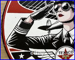 Vintage Texaco Aviation Porcelain Sign Gas Service Station Pump Plate Oil Pin Up Vintage Texaco Aviation Porcelain Sign Gas Service Station Pump Plate Oil Pin Up