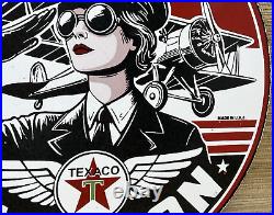 Vintage Texaco Aviation Porcelain Sign Gas Service Station Pump Plate Oil Pin Up Vintage Texaco Aviation Porcelain Sign Gas Service Station Pump Plate Oil Pin Up
