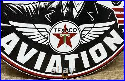 Vintage Texaco Aviation Porcelain Sign Gas Service Station Pump Plate Oil Pin Up Vintage Texaco Aviation Porcelain Sign Gas Service Station Pump Plate Oil Pin Up