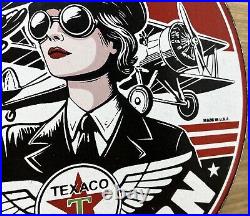Vintage Texaco Aviation Porcelain Sign Gas Service Station Pump Plate Oil Pin Up Vintage Texaco Aviation Porcelain Sign Gas Service Station Pump Plate Oil Pin Up