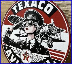Vintage Texaco Aviation Porcelain Sign Gas Service Station Pump Plate Oil Pin Up Vintage Texaco Aviation Porcelain Sign Gas Service Station Pump Plate Oil Pin Up