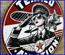 Vintage Texaco Aviation Porcelain Sign Gas Service Station Pump Plate Oil Pin Up Vintage Texaco Aviation Porcelain Sign Gas Service Station Pump Plate Oil Pin Up