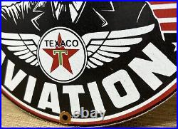 Vintage Texaco Aviation Porcelain Sign Gas Service Station Pump Plate Oil Pin Up Vintage Texaco Aviation Porcelain Sign Gas Service Station Pump Plate Oil Pin Up