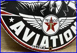Vintage Texaco Aviation Porcelain Sign Gas Service Station Pump Plate Oil Pin Up Vintage Texaco Aviation Porcelain Sign Gas Service Station Pump Plate Oil Pin Up