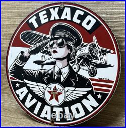 Vintage Texaco Aviation Porcelain Sign Gas Service Station Pump Plate Oil Pin Up Vintage Texaco Aviation Porcelain Sign Gas Service Station Pump Plate Oil Pin Up