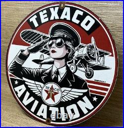 Vintage Texaco Aviation Porcelain Sign Gas Service Station Pump Plate Oil Pin Up Vintage Texaco Aviation Porcelain Sign Gas Service Station Pump Plate Oil Pin Up