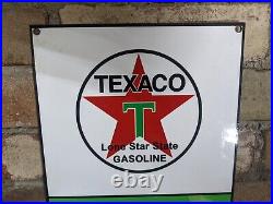 Vintage Texaco Clean Restrooms Porcelain Gas Station Pump Motor Oil Sign 12x8