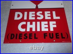 Vintage Texaco Diesel Chief Fuel Sprayer 18 Porcelain Metal Gasoline & Oil Sign