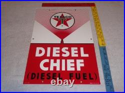 Vintage Texaco Diesel Chief Fuel Sprayer 18 Porcelain Metal Gasoline & Oil Sign