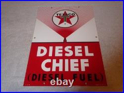 Vintage Texaco Diesel Chief Fuel Sprayer 18 Porcelain Metal Gasoline & Oil Sign Vintage Texaco Diesel Chief Fuel Sprayer 18 Porcelain Metal Gasoline & Oil Sign