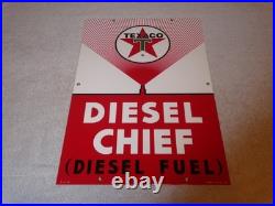 Vintage Texaco Diesel Chief Fuel Sprayer 18 Porcelain Metal Gasoline & Oil Sign Vintage Texaco Diesel Chief Fuel Sprayer 18 Porcelain Metal Gasoline & Oil Sign