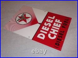 Vintage Texaco Diesel Chief Fuel Sprayer 18 Porcelain Metal Gasoline & Oil Sign Vintage Texaco Diesel Chief Fuel Sprayer 18 Porcelain Metal Gasoline & Oil Sign