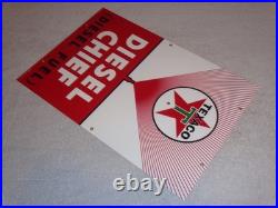 Vintage Texaco Diesel Chief Fuel Sprayer 18 Porcelain Metal Gasoline & Oil Sign Vintage Texaco Diesel Chief Fuel Sprayer 18 Porcelain Metal Gasoline & Oil Sign