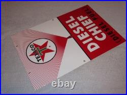 Vintage Texaco Diesel Chief Fuel Sprayer 18 Porcelain Metal Gasoline & Oil Sign Vintage Texaco Diesel Chief Fuel Sprayer 18 Porcelain Metal Gasoline & Oil Sign