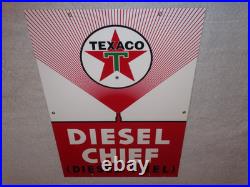 Vintage Texaco Diesel Chief Fuel Sprayer 18 Porcelain Metal Gasoline & Oil Sign